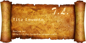 Titz Levente névjegykártya